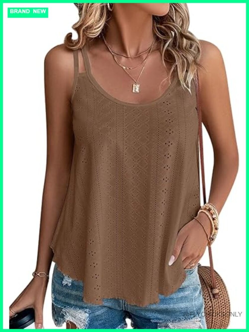 Womens Cute Tank Top Sleeveless Spaghetti Strap Scoop Neck Loose Casual Flowy